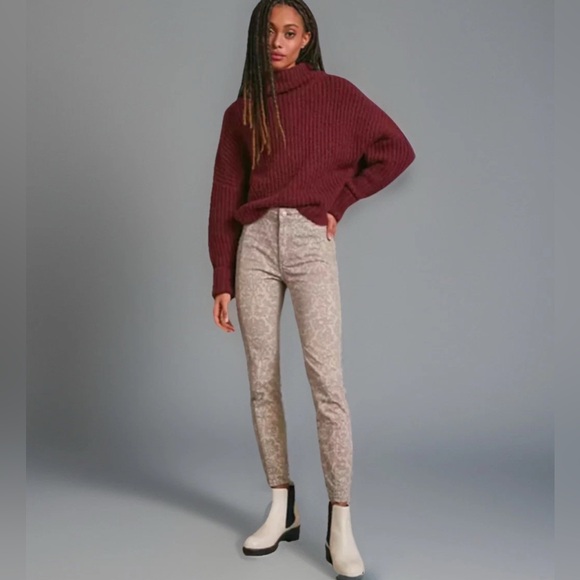 PILCRO Anthropologie Women's Brown Beige Paisley Skinny Jeans Pants Size 31 - Picture 2 of 15